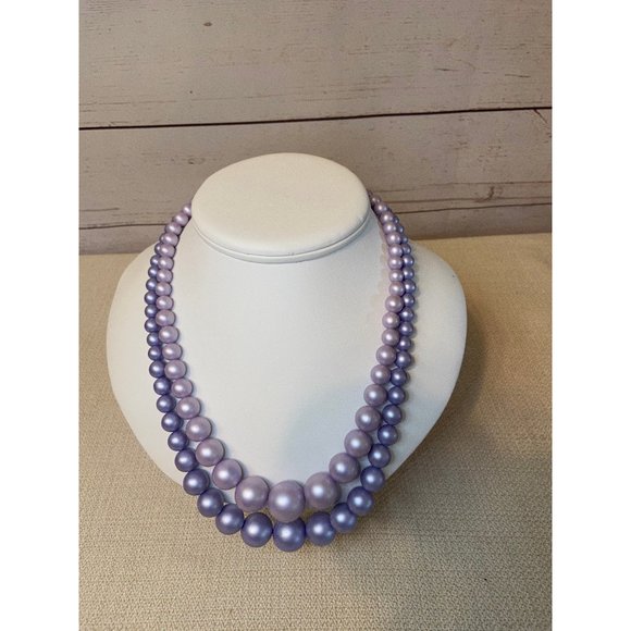 Vtg 1950's Purple Beaded Necklace - Picture 1 of 6